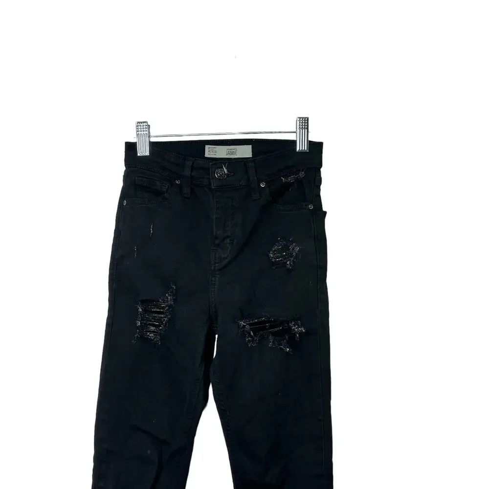 Topshop Moto JAMIE Black Moto Distressed Skinny Jeans Women's 24 - Picture 2 of 5